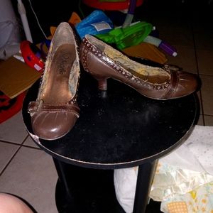 Brown Angel's bedazzeled strappy pumps size 6 1/2 women's heels rockabilly